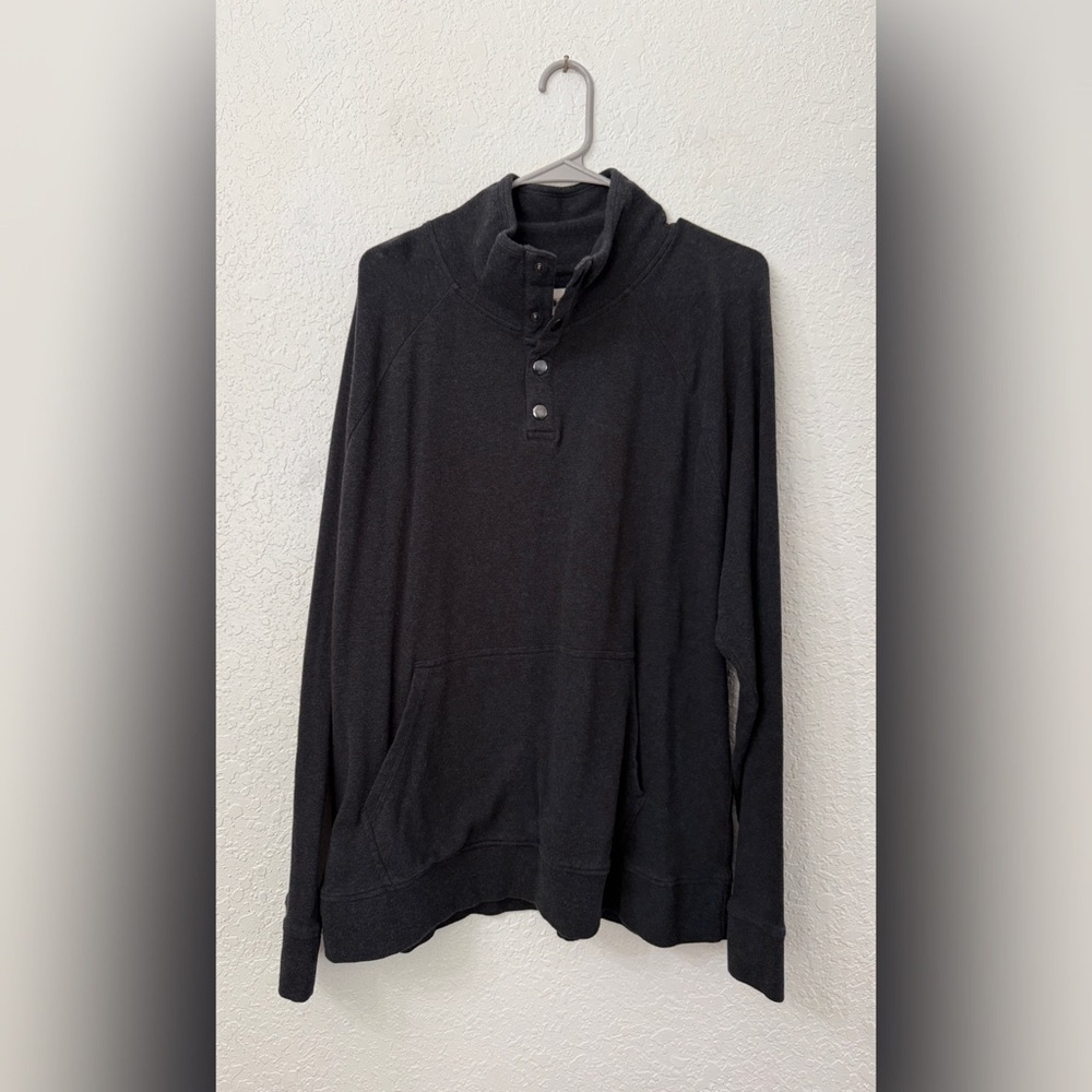 Pact Organic Cotton Airplane Quarter Pullover Sweatshirt Charcoal Gray S…